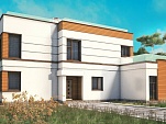 Готовый проект двухэтажного загородного дома с терассой и балконом из теплобетона 460 м2 - Оптимум-460