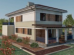 Готовый проект двухэтажного дома из теплобетона со вторым светом, крыльцом, мансардой, погребом, и верандой 287 м2 - Оптимум-290