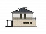 Готовый проект узкого двухэтажного коттеджа из блоков с мансардой, вторым светом, гаражом, цоколем и камином 307 м2 - Оптимум-300