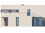 Готовый проект г-образного двухэтажного коттеджа из блоков с мансардой, вторым светом, гаражом, цоколем и камином 445 м2 - Стэф