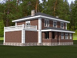 Готовый проект каменного двухэтажного дома со вторым светом, крыльцом, мансардой, погребом, и верандой 357 м2 - Винчи