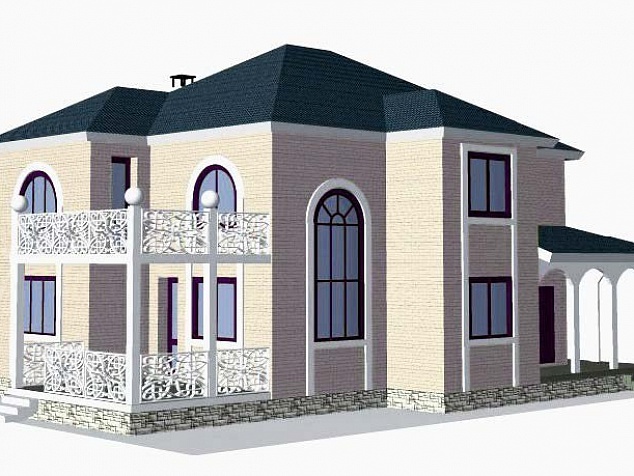 Готовый проект узкого двухэтажного дома из блоков с мансардой, вторым светом, гаражом, цоколем и большими окнами 261 м2 - Беатрикс