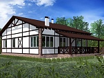 Готовый проект одноэтажного загородного каркасного дома с верандой и крыльцом 139 м2 - Герман