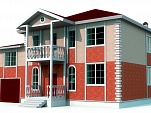 Готовый проект двухэтажного дома из блоков с мансардой, вторым светом, гаражом, цоколем и балконом 162 м2 - Майами