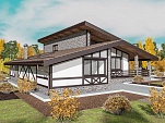 Готовый проект одноэтажного дома из теплобетона со вторым светом, крыльцом, мансардой, погребом, и верандой 230 м2 - Оптимум-230