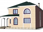 Готовый проект узкого двухэтажного дома из блоков с мансардой, вторым светом, гаражом, цоколем и большими окнами 261 м2 - Беатрикс