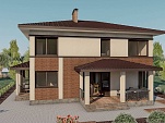 Готовый проект двухэтажного загородного дома из теплобетона с терассой и плоской крышей 316 м2 - Оптимум-316