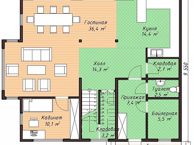 Готовый проект двухэтажного каркасного дома со вторым светом 205 м2 - Тонга-205