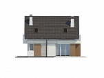Готовый проект узкого двухэтажного дома из блоков с мансардой, вторым светом, гаражом, цоколем и балконом 222 м2 - Траттория