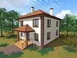 Готовый проект каменного двухэтажного дома со вторым светом, крыльцом, мансардой, погребом, и верандой 205 м2 - Фунт
