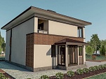 Готовый проект каменного двухэтажного дома со вторым светом, крыльцом, мансардой, погребом, и верандой 237 м2 - Эшби II