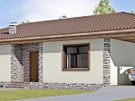 Готовый проект одноэтажного каменного дома с крыльцом, мансардой, погребом, камином и верандой 169 м2 - Светлый