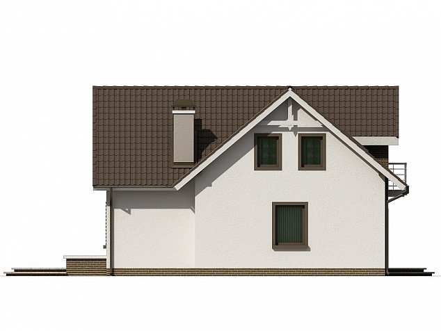 Готовый проект двухэтажного загородного дома с мансардой и верандой из камня 206 м2 - Оптимум-206